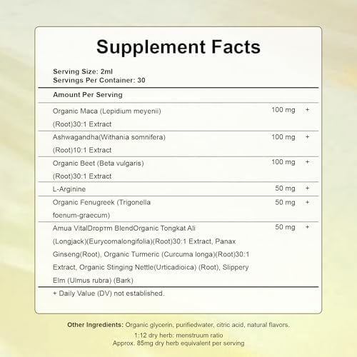 AMUA Vital Drops para Aumento de Peso, Gotas Líquidas Orgánicas de Maca con Ashwagandha, Fenogreco, Remolacha y L-Arginina Multivitamínico - imagen 7