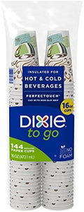 Vasos de Papel Aislados Dixie PerfecTouch para Bebidas Calientes/Frías, Coffee Haze, 16 Oz (144 Piezas) - imagen 1