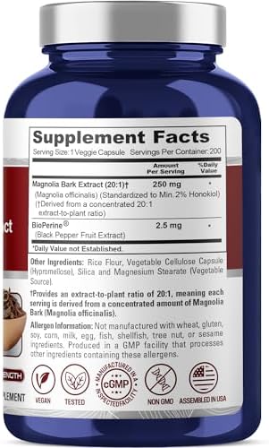 Cápsulas de Corteza de Magnolia NusaPure, 250 mg, 200 Veganas (Sin OGM, Veganas) - imagen 2
