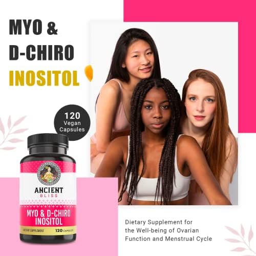 Suplemento de Myo y D-Chiro Inositol Ancient Bliss, 40 a 1, Apoya la Función Ovárica en Mujeres, Vitamina B8 para Regular el Ciclo Menstrual, 2050mg - imagen 2