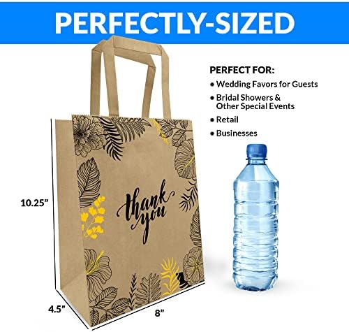 Bolsas de Papel Reli | Paquete de 110 Pzs | 8x4.5x10.25 | Bolsas de Agradecimiento de Papel con Manijas de Kraft | Regalos para Bodas, Eventos y - imagen 2