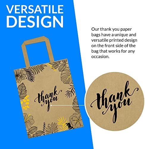 Bolsas de Papel Reli | Paquete de 110 Pzs | 8x4.5x10.25 | Bolsas de Agradecimiento de Papel con Manijas de Kraft | Regalos para Bodas, Eventos y - imagen 3