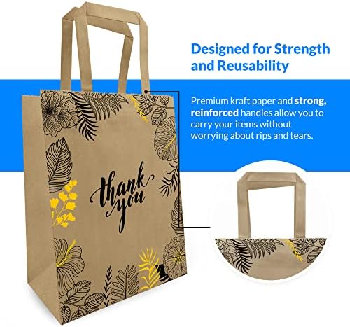 Bolsas de Papel Reli | Paquete de 110 Pzs | 8x4.5x10.25 | Bolsas de Agradecimiento de Papel con Manijas de Kraft | Regalos para Bodas, Eventos y - imagen 5