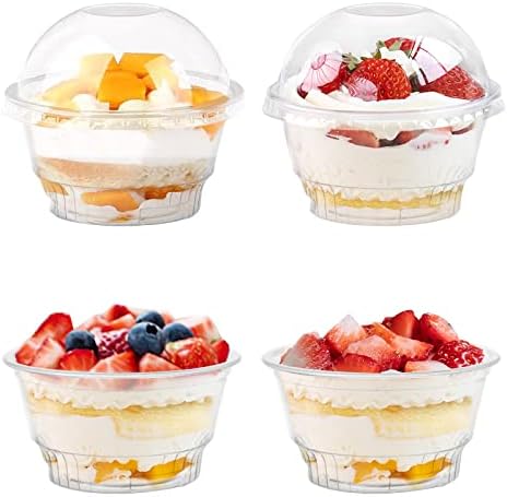 Copa de Postre Lyellfe 100 Piezas con Tapa, 5 oz, Vasos Plásticos Desechables para Helado, Postres, Cupcakes y Frutas - imagen 4