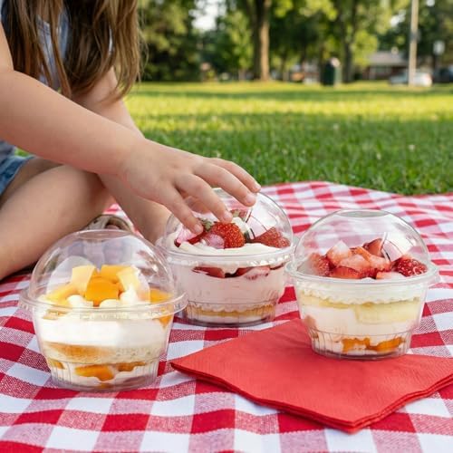Copa de Postre Lyellfe 100 Piezas con Tapa, 5 oz, Vasos Plásticos Desechables para Helado, Postres, Cupcakes y Frutas - imagen 5