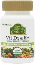 NaturesPlus Source of Life Garden Vitamina D3 y K2 - 60 Cápsulas - Apoyo al Sistema Inmunológico y Huesos - Orgánico, Vegano, Sin Gluten - 60 - imagen 1
