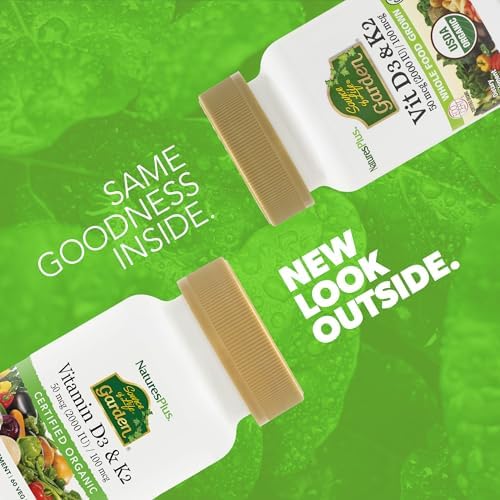 NaturesPlus Source of Life Garden Vitamina D3 y K2 - 60 Cápsulas - Apoyo al Sistema Inmunológico y Huesos - Orgánico, Vegano, Sin Gluten - 60 - imagen 2