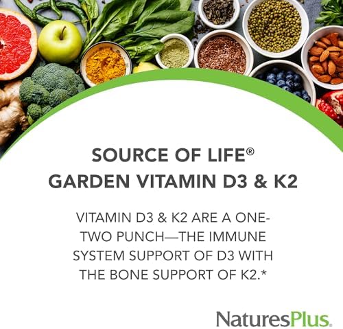 NaturesPlus Source of Life Garden Vitamina D3 y K2 - 60 Cápsulas - Apoyo al Sistema Inmunológico y Huesos - Orgánico, Vegano, Sin Gluten - 60 - imagen 3