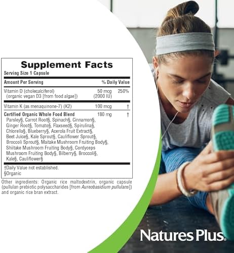 NaturesPlus Source of Life Garden Vitamina D3 y K2 - 60 Cápsulas - Apoyo al Sistema Inmunológico y Huesos - Orgánico, Vegano, Sin Gluten - 60 - imagen 5