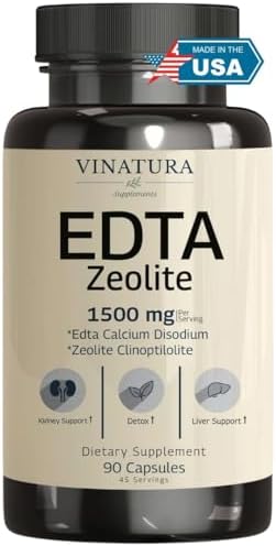 Cápsulas VINATURA EDTA - 1500mg por porción, Hecho en EE. UU., Apoyo Hepático - EDTA Calcio Disódico, Extracto de Col Rizada - 90 Cápsulas, 45 - imagen 1