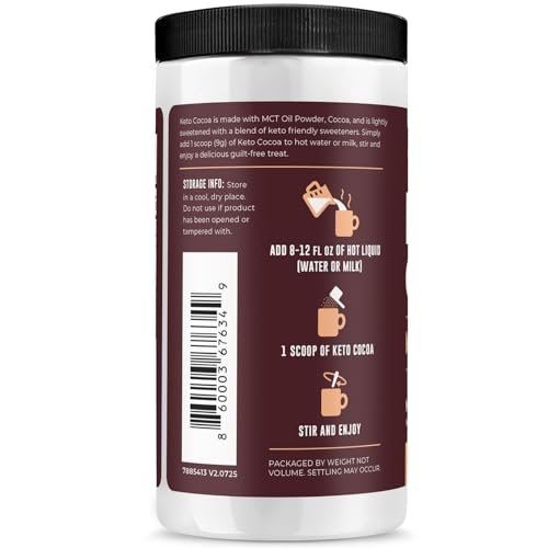 Keto Cocoa | Mezcla en Polvo de Chocolate Caliente Keto - Sin Azúcar, Bajo en Carbohidratos con Proteína y Aceite MCT - imagen 3