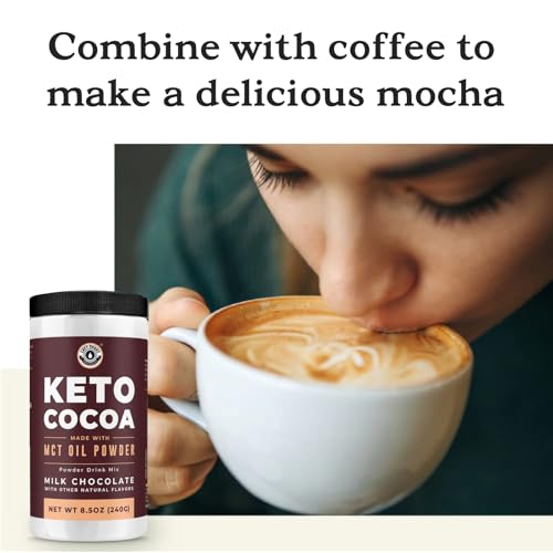 Keto Cocoa | Mezcla en Polvo de Chocolate Caliente Keto - Sin Azúcar, Bajo en Carbohidratos con Proteína y Aceite MCT - imagen 5