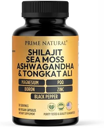 Shilajit 1000mg, Musgo Marino Irlandés 100mg, Ashwagandha 100mg, Tongkat Ali, Boro, Magnesio, PQQ y Más | 60 Cápsulas - Suministro para 30 Días | - imagen 1