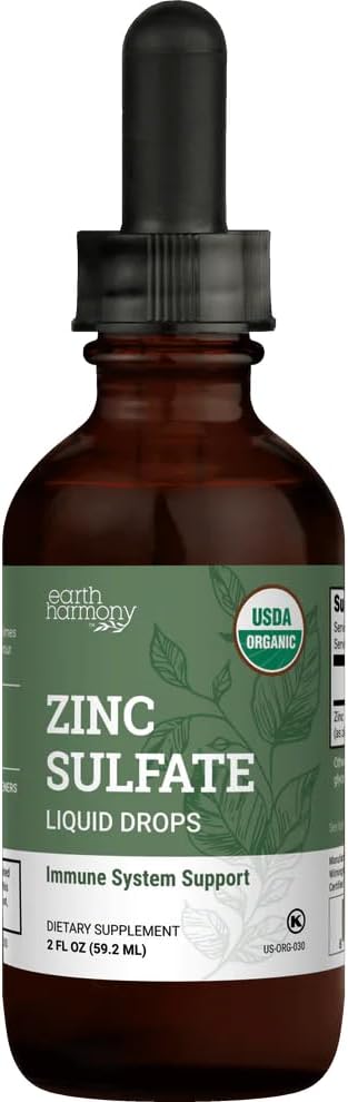 Sulfato de Zinc Líquido Orgánico - Suplemento de Zinc Puro para la Salud de la Piel, Sistema Inmunológico y Crecimiento Celular Normal - No GMO, - imagen 1