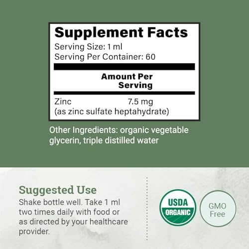 Sulfato de Zinc Líquido Orgánico - Suplemento de Zinc Puro para la Salud de la Piel, Sistema Inmunológico y Crecimiento Celular Normal - No GMO, - imagen 3