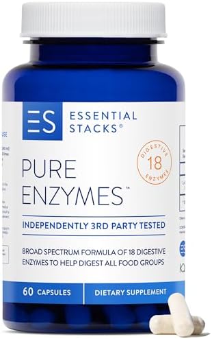 Enzimas Digestivas Esenciales Stacks (Sin Gluten, Lácteos ni Soja) - 18 Enzimas para la Digestión incl. Amilasa, Lipasa y Lactasa - Vegetariano y No - imagen 1