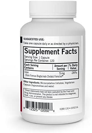 Kirkman Hierro Ferrochel 5 mg - 120 Cápsulas Vegetarianas - Quelato de Bisglicinato Ferroso - Absorción Suave y Superior - Hipoalergénico - imagen 2
