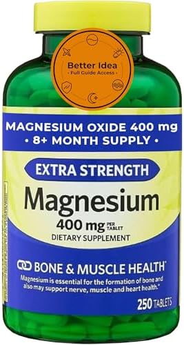 Suplemento de Óxido de Magnesio 400mg para Huesos, Músculos y Corazón – Tabletas de Magnesio de Fuerza Extra – 250 Contenidos, Suministro de 8+ Meses - imagen 1