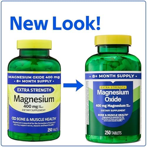 Suplemento de Óxido de Magnesio 400mg para Huesos, Músculos y Corazón – Tabletas de Magnesio de Fuerza Extra – 250 Contenidos, Suministro de 8+ Meses - imagen 2