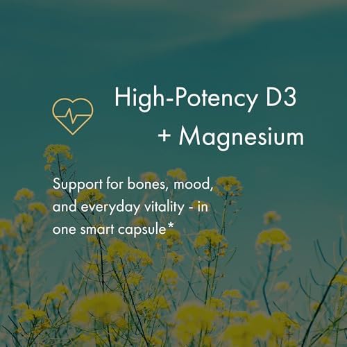 NAOMI Vitamina D3 Activada 5000 IU + Magnesio 250 mg - Fortalece Huesos, Salud Inmunológica y Relajación Muscular - Cholecalciferol, No GMO, Sin - imagen 3