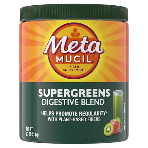 Metamucil Greens Polvo SuperFood Suplemento de Fibra para la Salud Digestiva, Sabor Kiwi Manzana, 3g de Fibra por Porción, 42 Porciones, Libre de - imagen 1