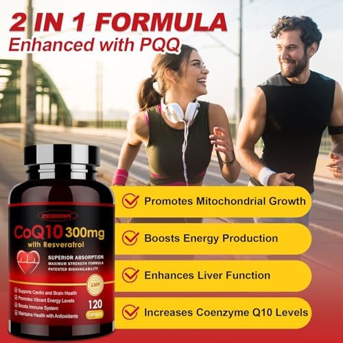 ZEBORA CoQ10 300mg con Trans-Resveratrol, PQQ y Vitamina E - Alta Absorción de Coenzima Q10 con BioPerine - Antioxidante Poderoso para Corazón y - imagen 5