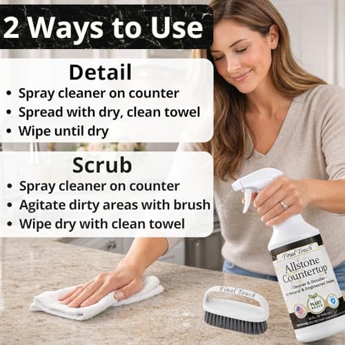 Limpiador Final Touch AllStone para Encimeras – Spray Limpiador a Base de Plantas, Seguro para Piedras con Cepillo – Limpiador Diario para Granito, - imagen 7