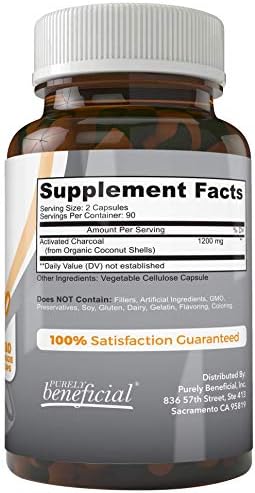 Carbón Activado de Coco PURELY Beneficial 1200mg, 180 Cápsulas - Suplemento Vegano para el Sistema Digestivo y la Inflamación (1 botella) - imagen 2