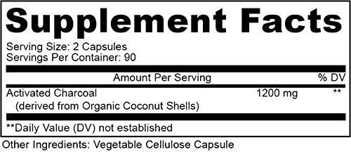 Carbón Activado de Coco PURELY Beneficial 1200mg, 180 Cápsulas - Suplemento Vegano para el Sistema Digestivo y la Inflamación (1 botella) - imagen 5