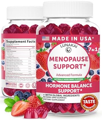 Gomitas Lunakai para Alivio de Menopausia Hechas en EUA – Suplementos Naturales con Black Cohosh y L-Theanine – Soporte Diario para Sofocos, Sudores - imagen 1