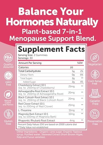Gomitas Lunakai para Alivio de Menopausia Hechas en EUA – Suplementos Naturales con Black Cohosh y L-Theanine – Soporte Diario para Sofocos, Sudores - imagen 5