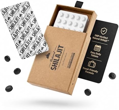Tabletas de Shilajit Natural – 120 Gotas Secas 100% Puras para Hombres y Mujeres con Ácido Fúlvico y 85+ Minerales Traza para Rendimiento Físico y - imagen 1