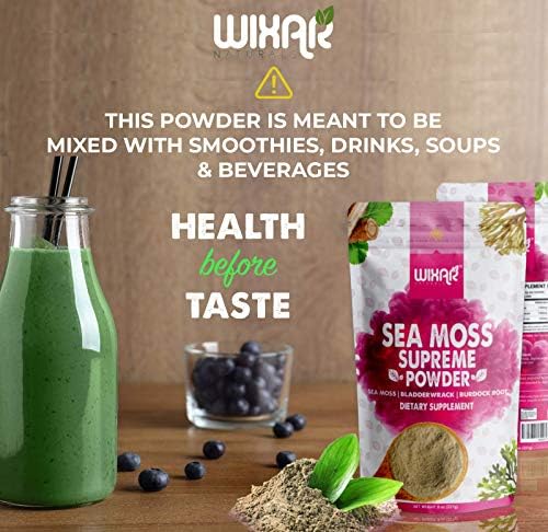 Wixar Polvo de Musgo Marino Silvestre – (8 Onzas) – Musgo Marino Irlandés Natural y Bladderwrack con Polvo de Bardana - Suplementos Alcalinos para - imagen 2