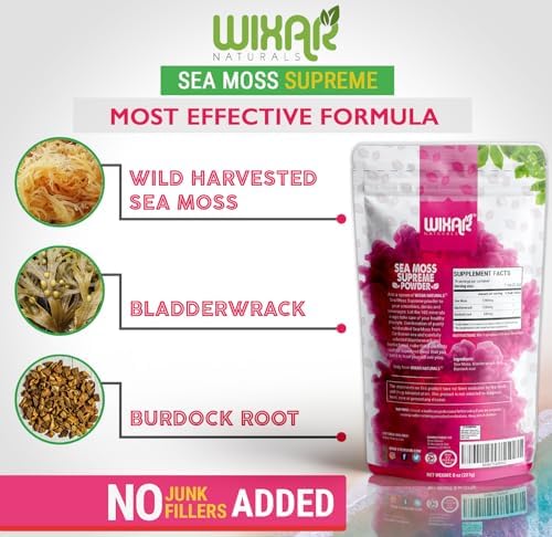 Wixar Polvo de Musgo Marino Silvestre – (8 Onzas) – Musgo Marino Irlandés Natural y Bladderwrack con Polvo de Bardana - Suplementos Alcalinos para - imagen 5