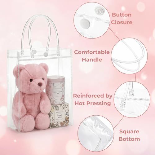 Youeon 40 Piezas de Bolsas de Regalo de PVC Transparentes con Asa 9.1x6.7x2.7 Pulgadas, Bolsas Reutilizables para Fiestas, Bodas y Cumpleaños - imagen 3