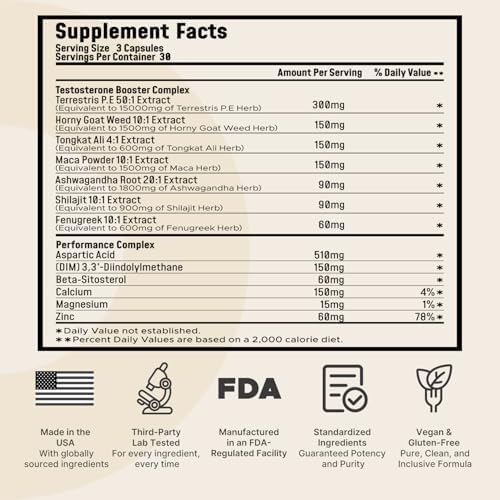 Leotri T-Booster Ultra Fuerte para Hombres: Mezcla Herbal de 23,900mg con Tongkat Ali, Ashwagandha, Shilajit y Más – Apoya la Fuerza Muscular, - imagen 2