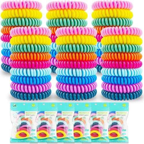 54 Pulseras Repelentes de Mosquitos Sin DEET + 60 Parches Antimosquitos para Niños y Adultos, Ideal para Camping, Pesca y Viajes - imagen 1