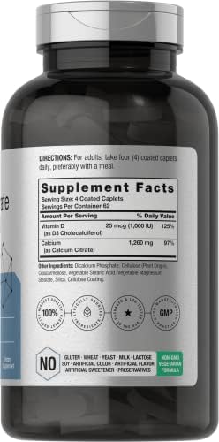 Horbäach Citrato de Calcio con Vitamina D3 | 1260 mg | 250 Tabletas | Suplemento Vegetariano, No Transgénico, Sin Gluten - imagen 2