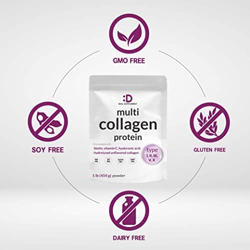 Proteína en Polvo de Colágeno Múltiple, 1Lb - Colágeno Tipo I, II, III, V, X con Biotina 10000mcg, Vitamina C y Ácido Hialurónico - Sin Sabor - Ideal - imagen 3