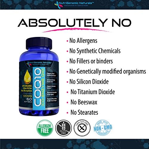 NutriGenomic Naturals CoQ10, Coenzima Q10, Alta Absorción con Aceite de Oliva Orgánico, 100mg, 60 Softgels, Ubiquinona, Ubiquinol, Apoya la Salud del - imagen 6