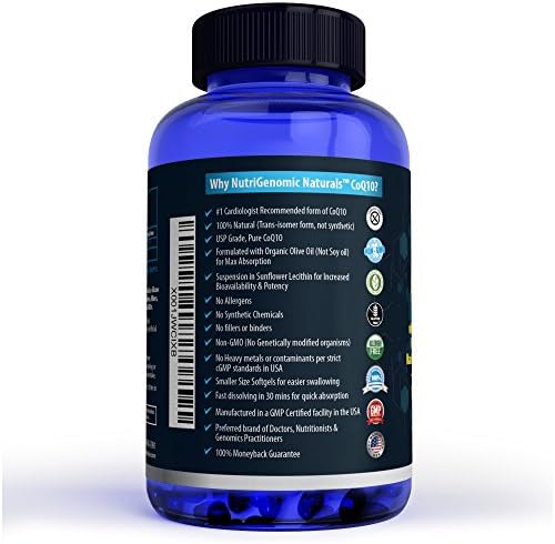 NutriGenomic Naturals CoQ10, Coenzima Q10, Alta Absorción con Aceite de Oliva Orgánico, 100mg, 60 Softgels, Ubiquinona, Ubiquinol, Apoya la Salud del - imagen 8