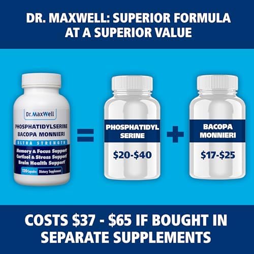 Dr. Maxwell Suplemento de Fosfatidilserina y Bacopa Monnieri 300mg, Sin Rellenos, Libre de Soja, 120 Cápsulas, Apoyo a la Memoria - imagen 6