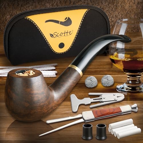 Pipa de Tabaco Scotte Hecha a Mano en Madera de Ébano con Caja de Regalo y Accesorios - imagen 1