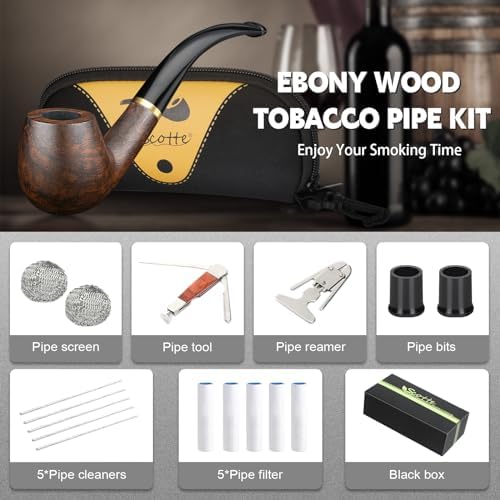 Pipa de Tabaco Scotte Hecha a Mano en Madera de Ébano con Caja de Regalo y Accesorios - imagen 3