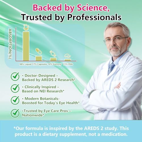 Gotas Líquidas Fórmula AREDS 2, Suplemento Avanzado de Vitaminas para los Ojos 11 en 1 con Luteína, Zeaxantina, Arándano y Omega-3 para la Salud - imagen 5