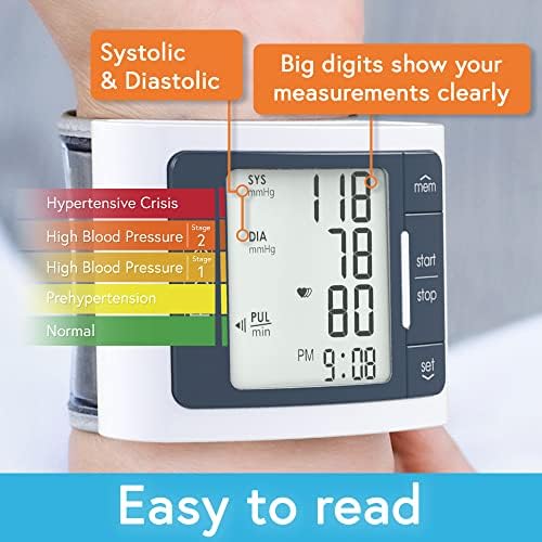 Monitor de Presión Arterial en Muñeca iProven para Uso en Casa – Pantalla LCD, Visualización de Frecuencia Cardíaca, Manguito Grande, Indicador a - imagen 2