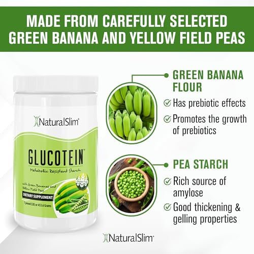 Suplemento Prebiótico NaturalSlim con Almidón Resistente, Harina de Plátano Verde Orgánica y Mezcla de Almidón de Guisante - Glucotein en Polvo - Sin - imagen 5