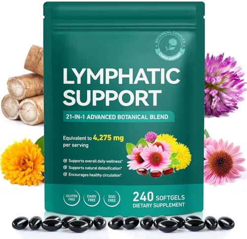 Suplementos de Drenaje Linfático Liposomal 240 Softgels 21 en 1, 4275mg de Apoyo al Sistema Linfático para Hombres y Mujeres, Mezcla Herbal con - imagen 1