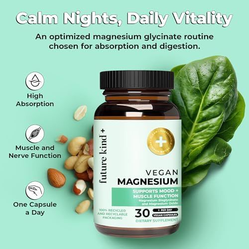 Suplemento de Magnesio Future Kind para Mujeres y Hombres - Función Muscular y Nerviosa - Magnesio Glicinato Chelado 200mg para Sueño y Metabolismo - imagen 2