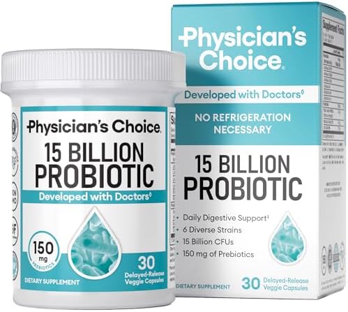 Probioticos para Principiantes Physician's CHOICE 15 Mil Millones CFU - 6 Cepas Diversas y Prebióticos Orgánicos para la Salud Digestiva y Malestares - imagen 1